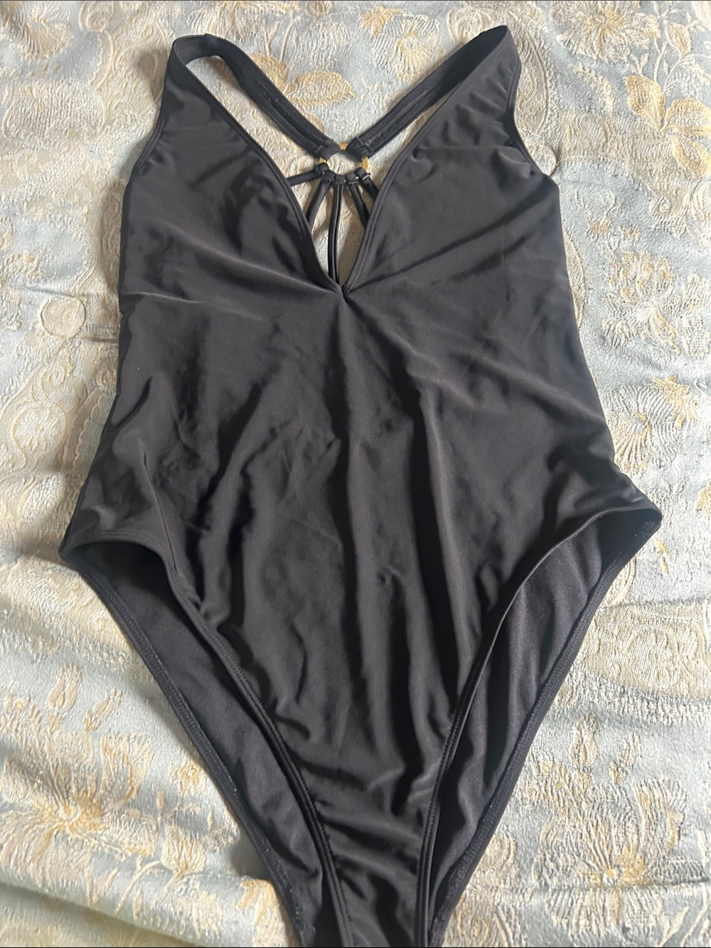 ASOS Black One-Piece Swimsuit with Strappy Ring Detail